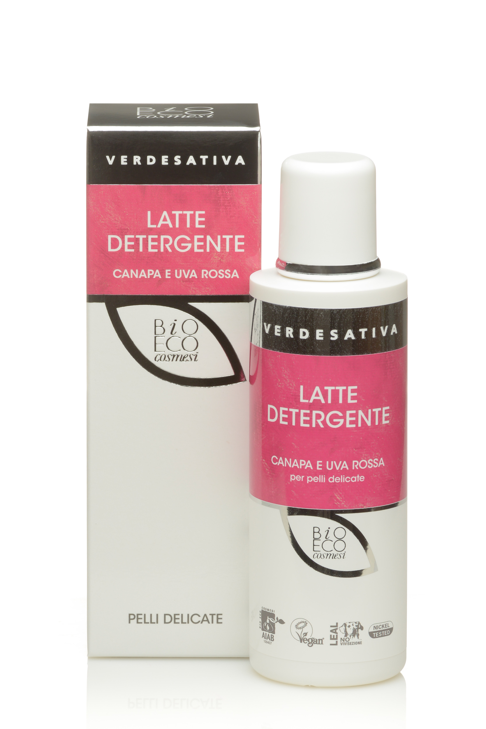 Latte Detergente Viso 100% naturale canapa ed uva rossa - Per pelli delicate 200ml